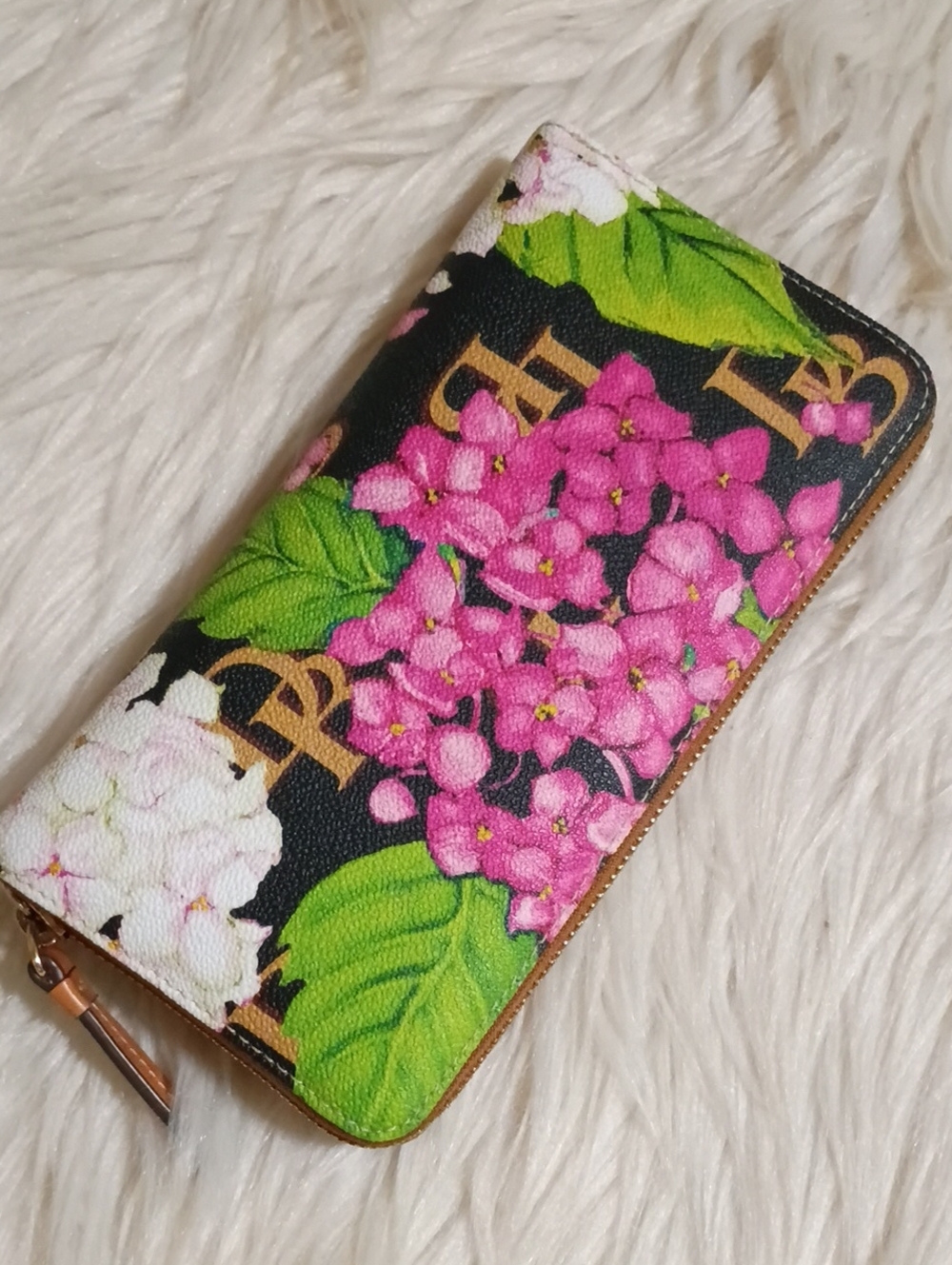 Dooney & Bourke hydrangea monogram Floral Zip-Around Wallet